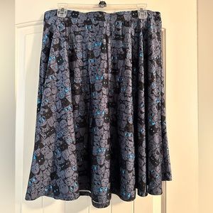 Cat Print Midi Skirt
